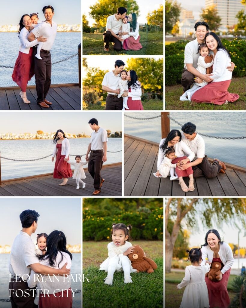 Joyful family walking by the waterfront during a Bay Area mini session – Ellobelle Photography
