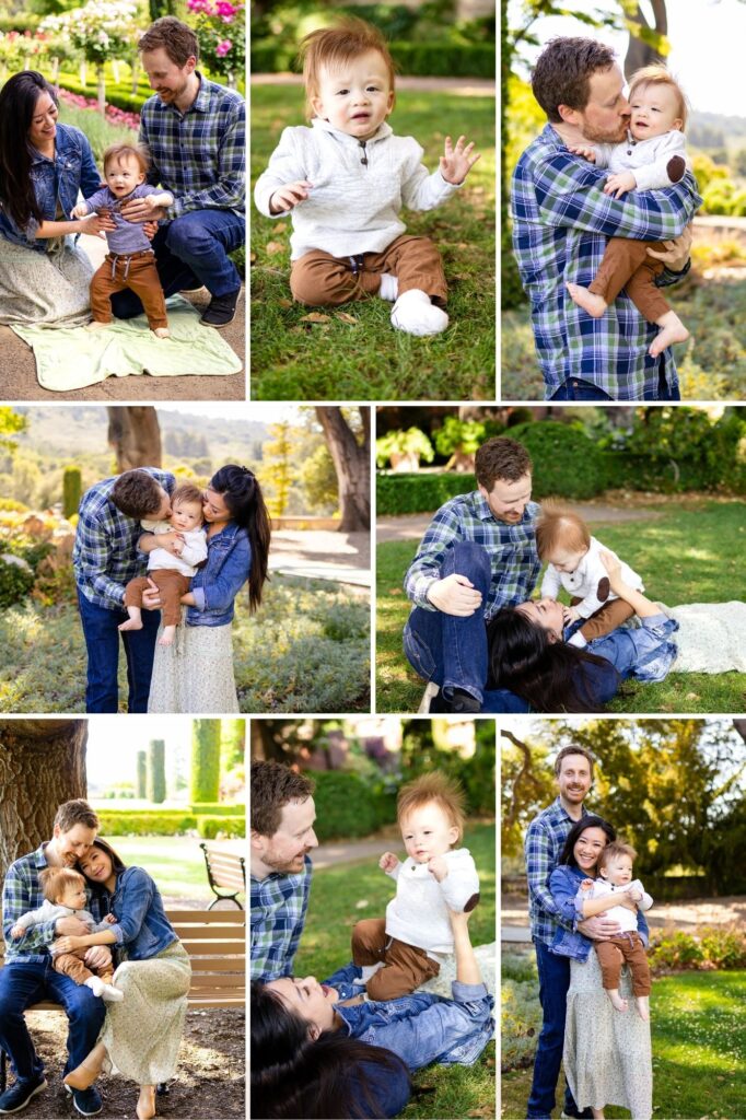 Family enjoying time together at Filoli Gardens with blooming flowers – Ellobelle Photography