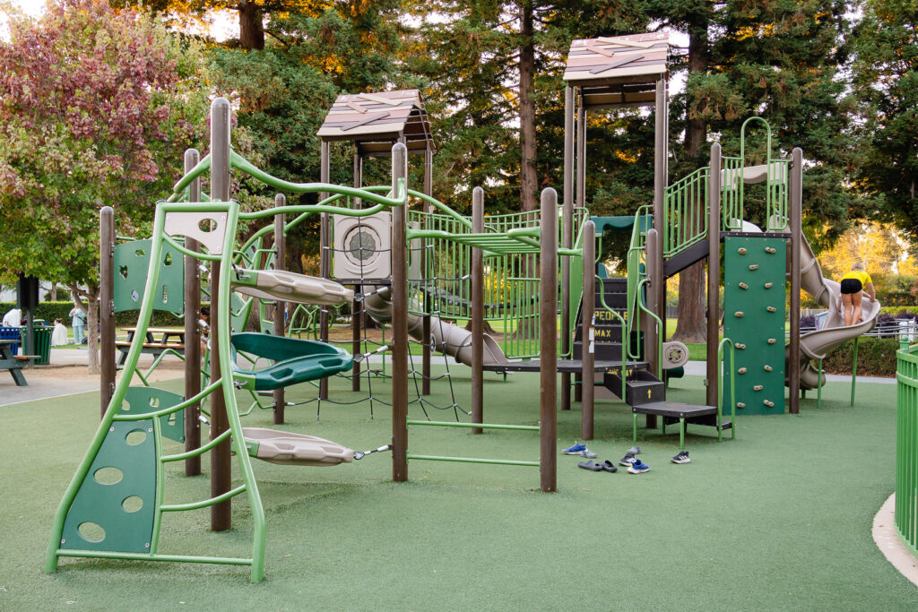 Climbing area and slides at Village Park Playground Burlingame – Ellobelle Photography