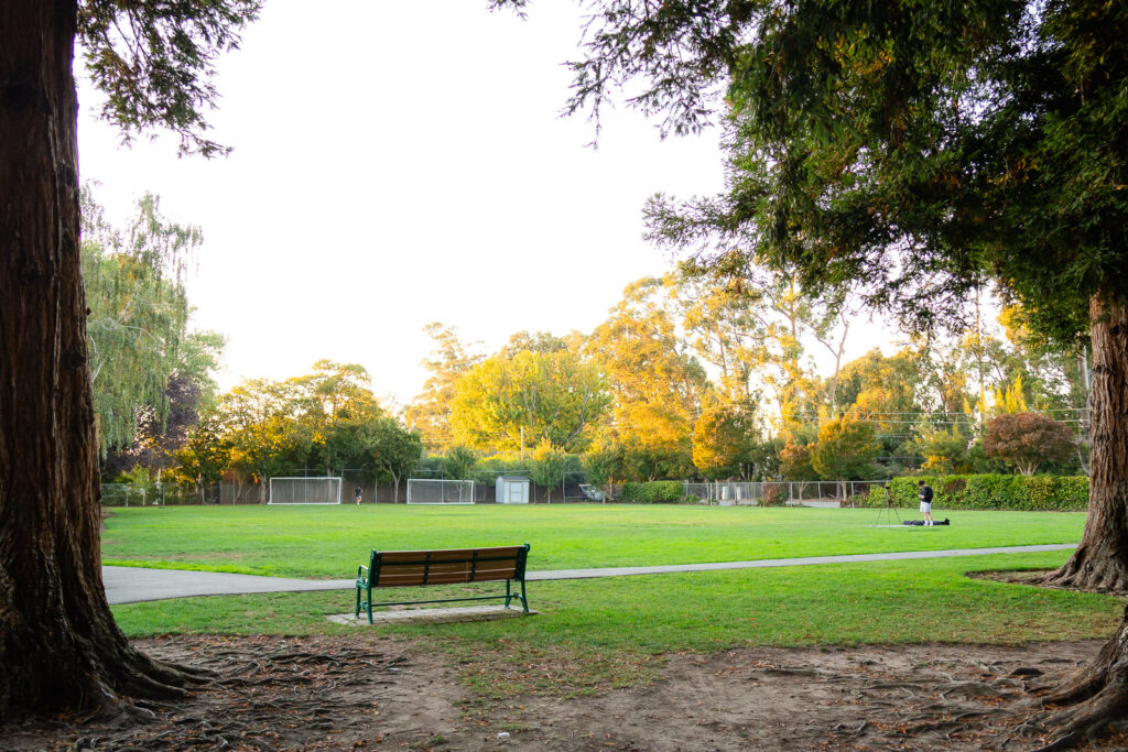 Open soccer field at Village Park Playground in Burlingame – Ellobelle Photography