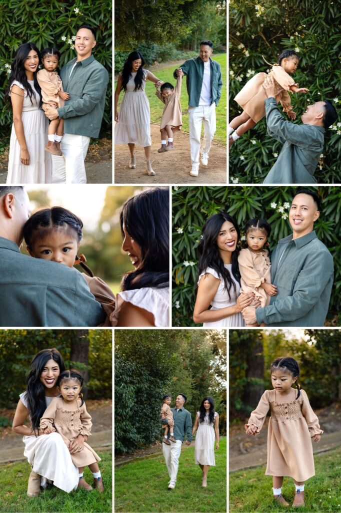 Family of three during a Millbrae Meadows Park family photoshoot, one of the sweetest Bay Area photography locations – Ellobelle Photography