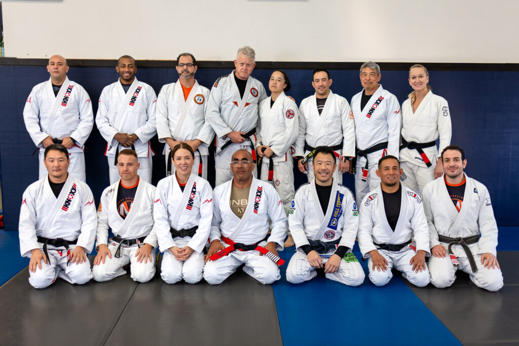 Group of Marco Nascimento Jiu Jitsu black belts posing inside the Bay Area San Mateo academy