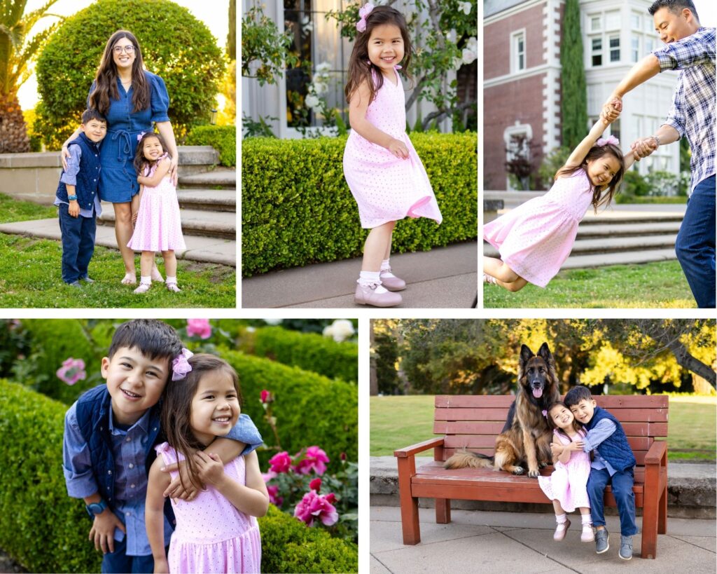 Family portraits around the beautiful grounds of Kohl Mansion in Burlingame.