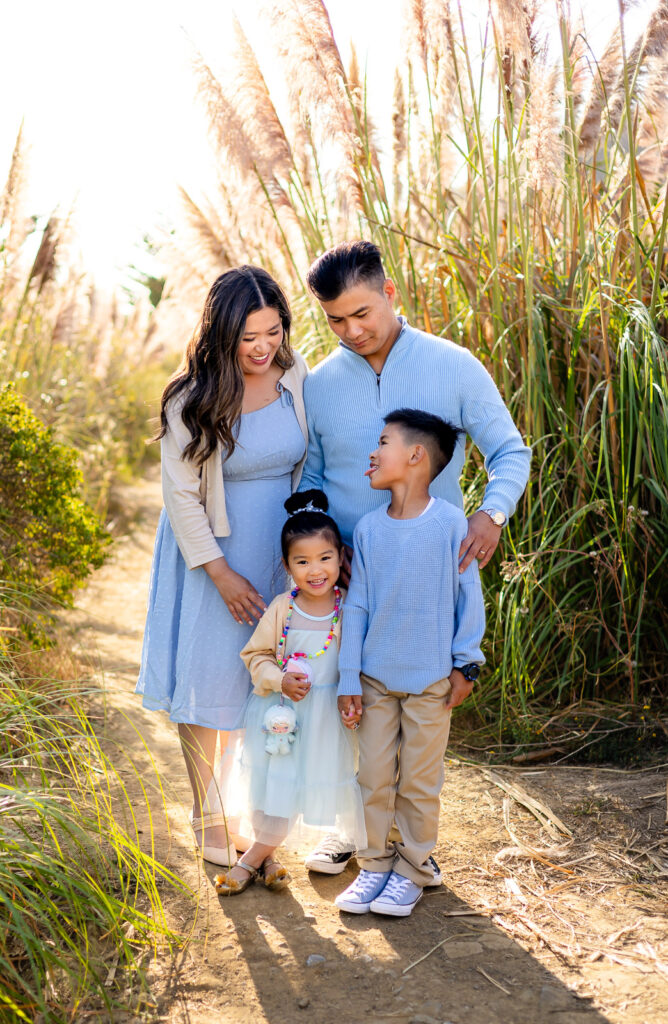 Family enjoying a Pampas Grass Photoshoot in Pacifica, California